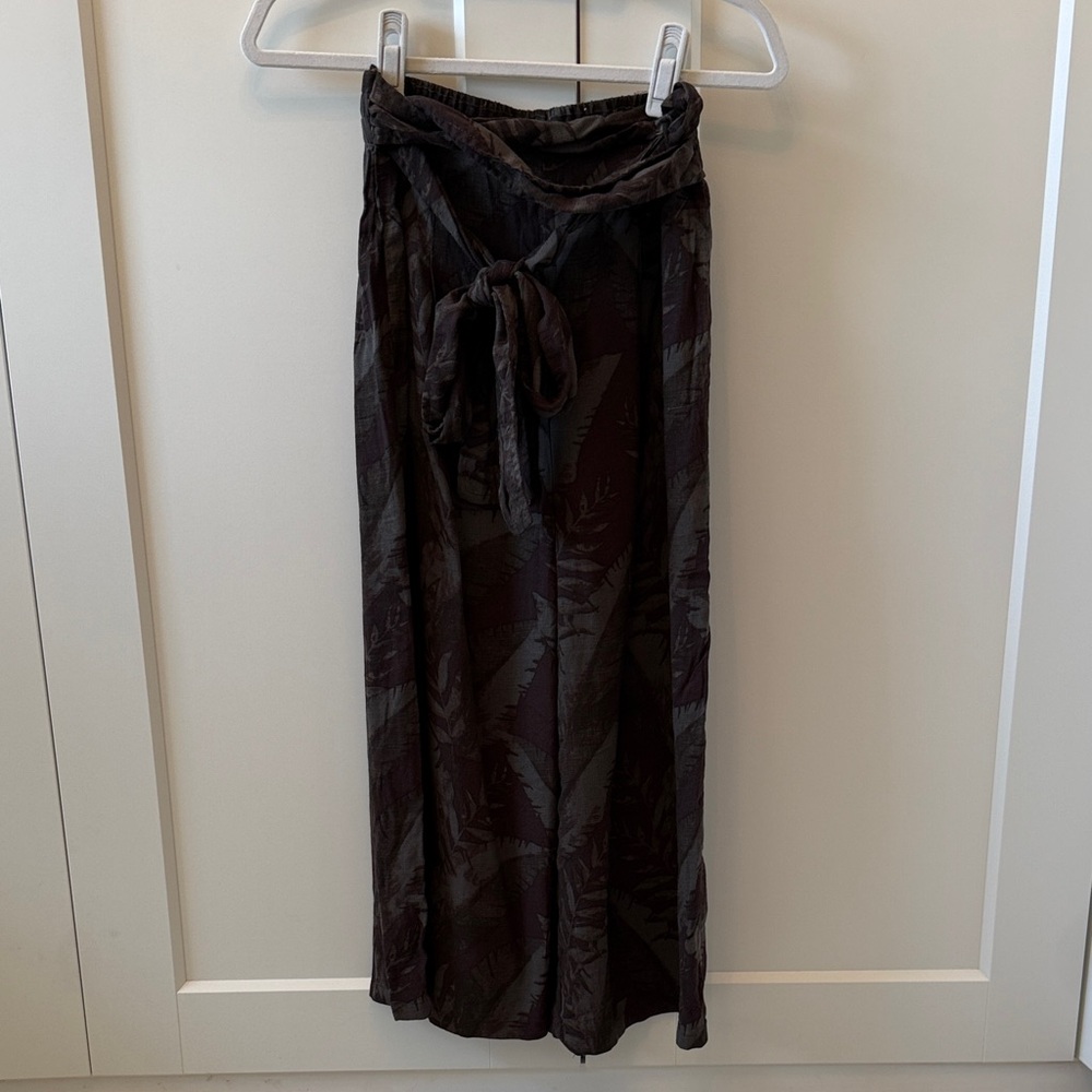 Free People Tie-Waist Printed Cropped Wide Pants